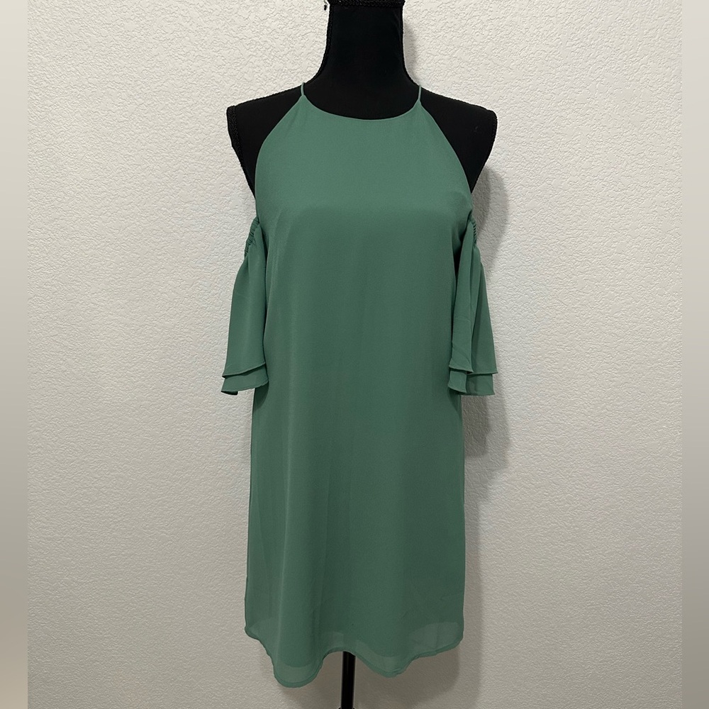 Green Cold Shoulder Semi-formal Mini Dress NWT